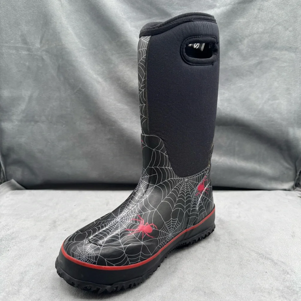 Bogs Classic High Spiders II Kids Boots Size 2 Black Spider‎ Web Rain